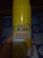 tupper clean ultra white air freshener and disinfectant yellow packaging