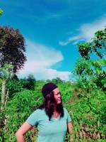 I heart 2GO, white shirt, black hat, blogger pose, looking somwhere, beautiful nature background, nature lover
