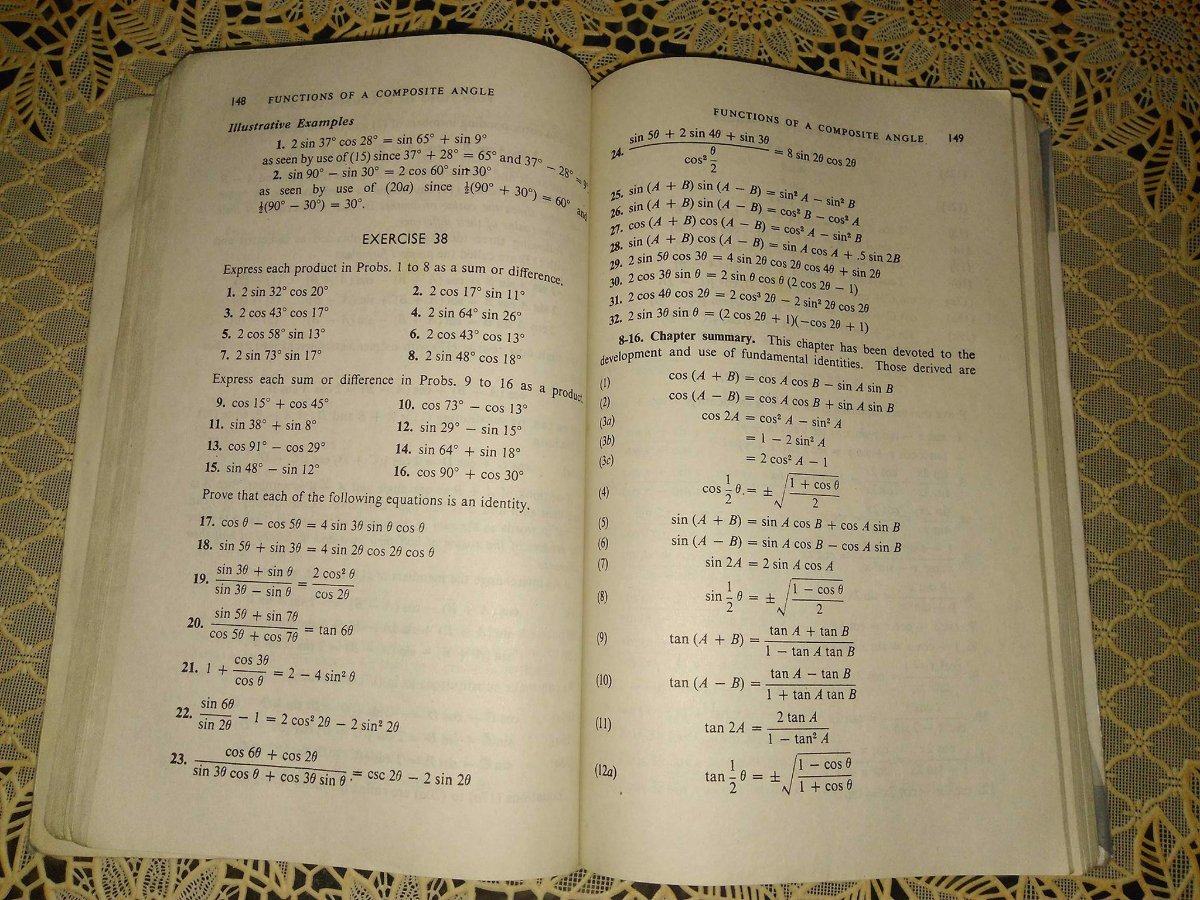 trigonometry book formulas numbers mind blowing haha
