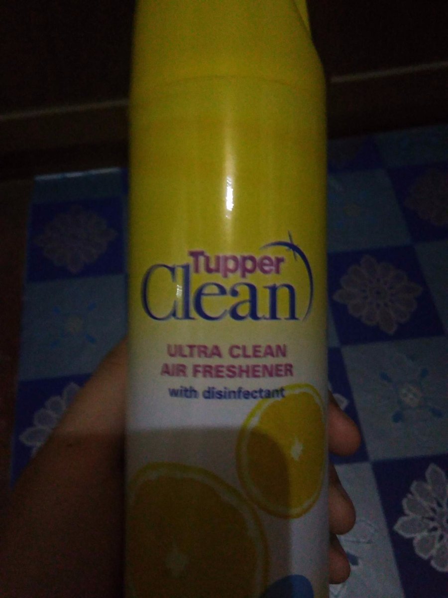 tupper clean ultra white air freshener and disinfectant yellow packaging