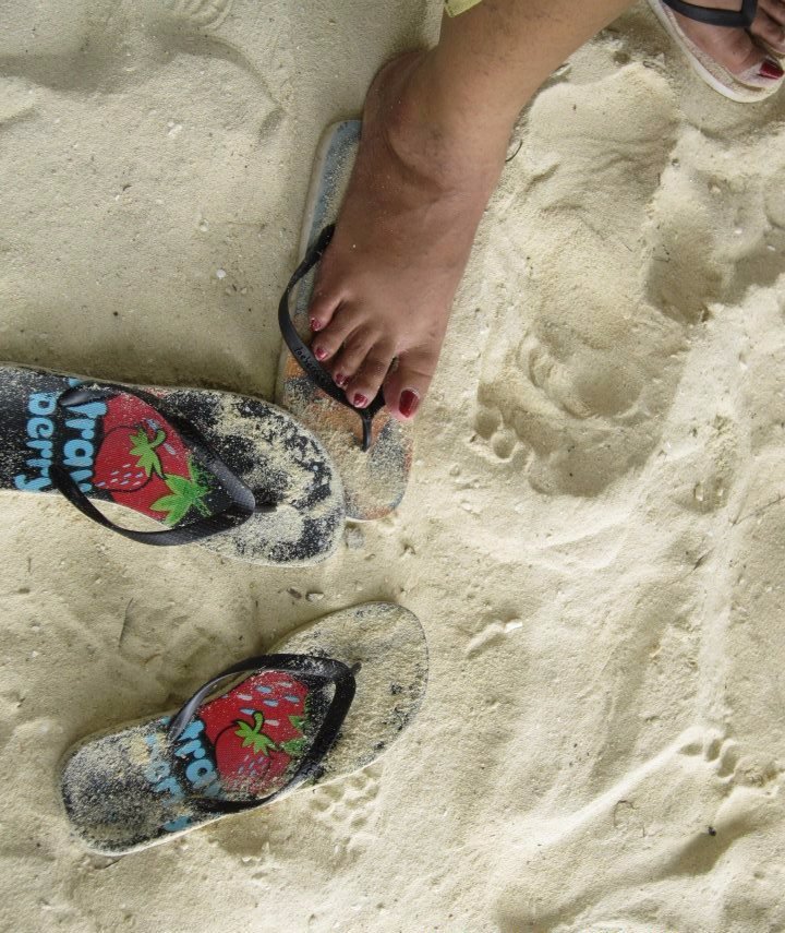 white sands on my slippers