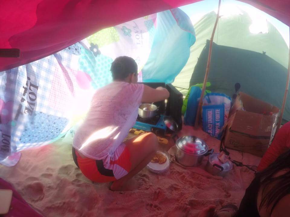 Cooking inside the tent