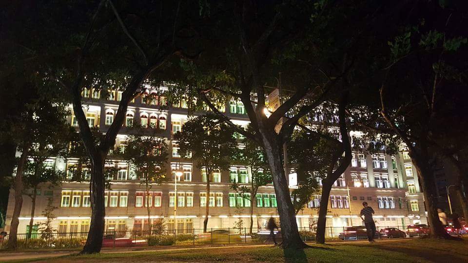 Ministry of Communication and Information Singapore at night