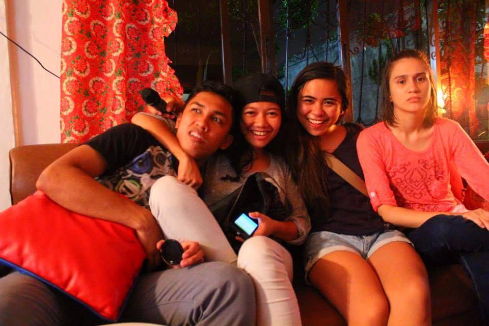 Hanging out with classmates