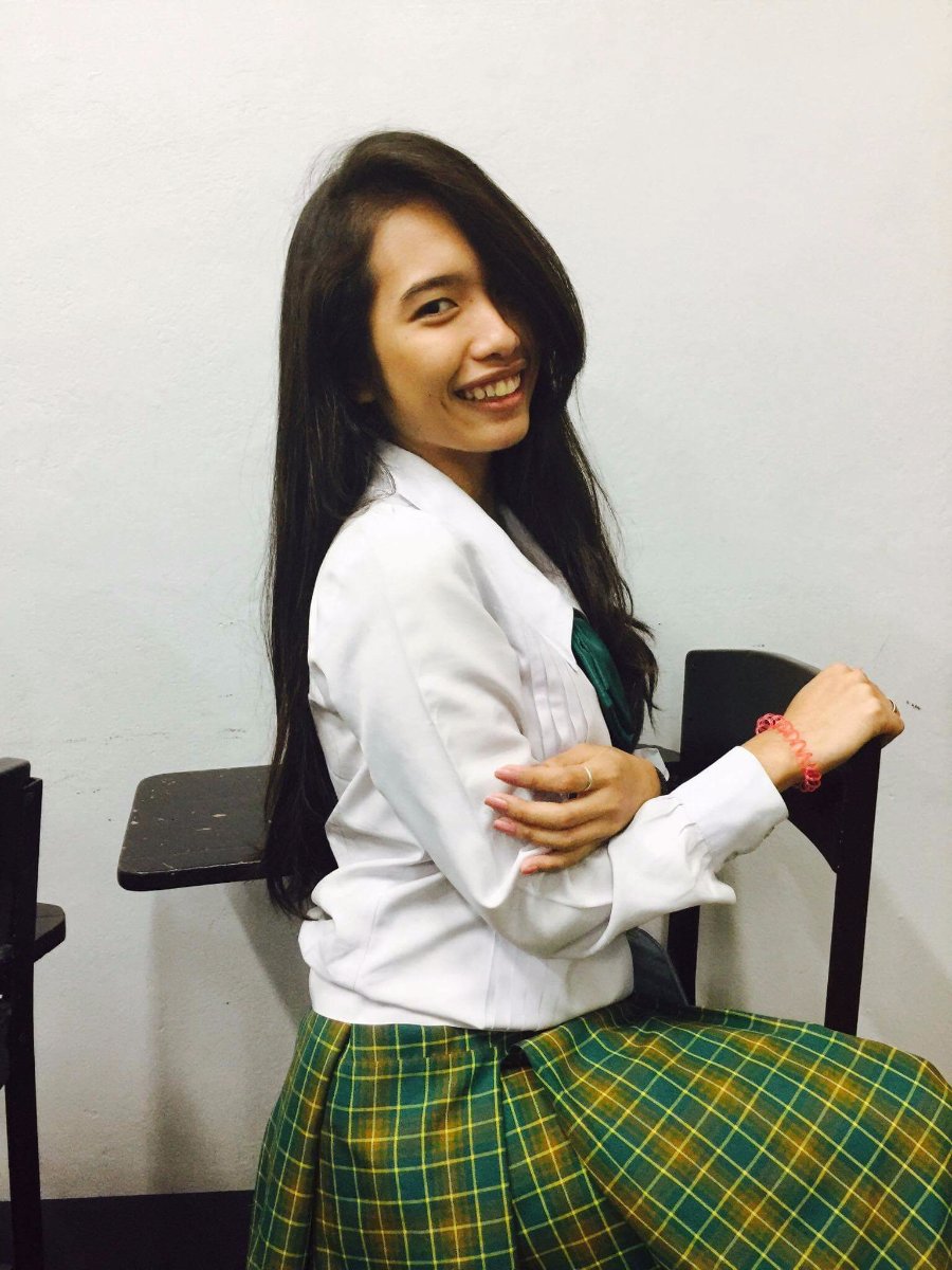 Side view, school girl