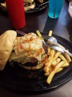 Burger, with, fries, and, drinks, at zarks, 