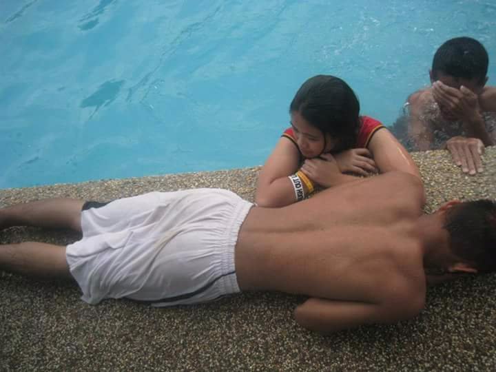 At the pool, summer