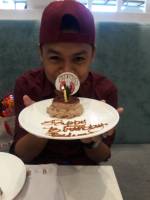 red ribbon cake for my birthday