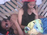 Pool party, eating time