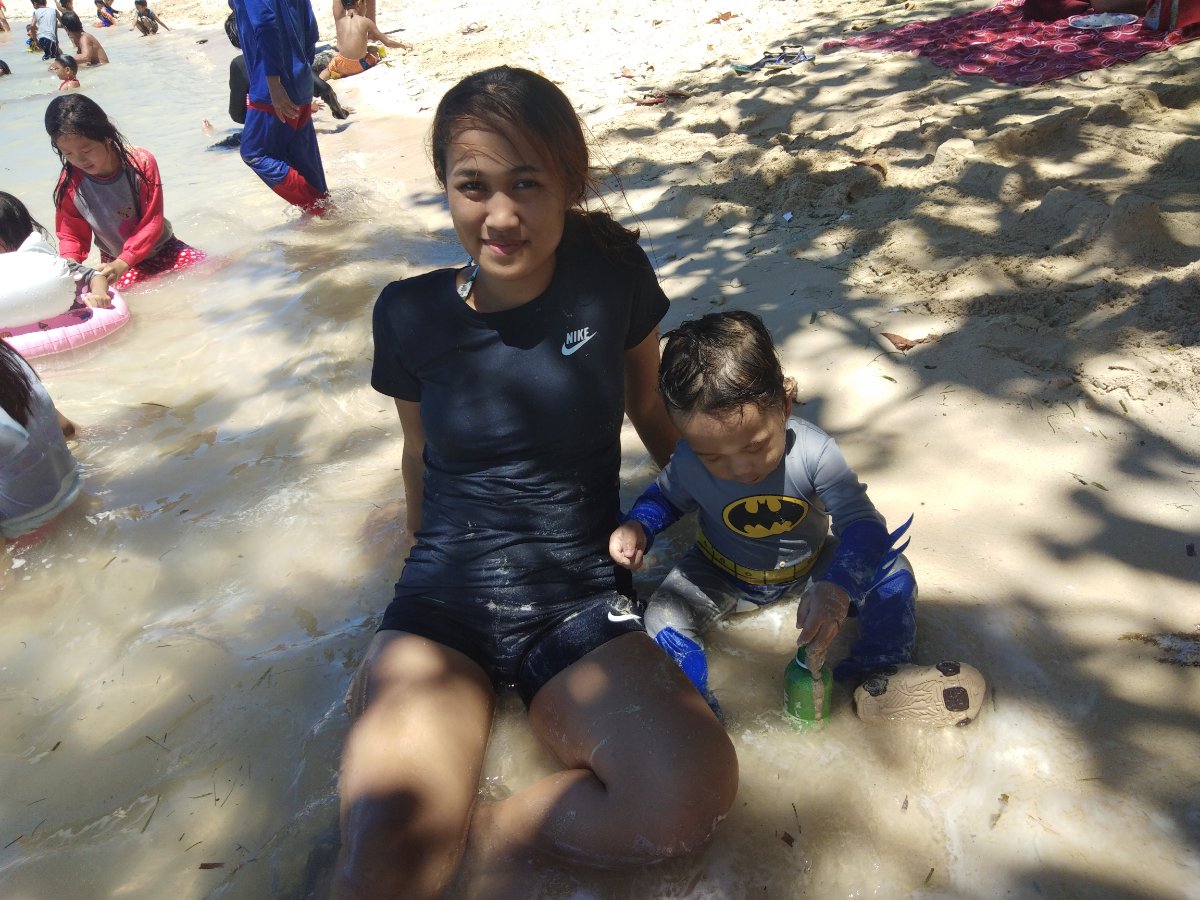 Beach with baby zeke