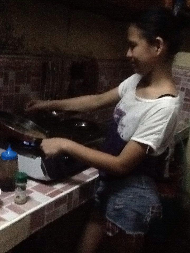 cooking dinner