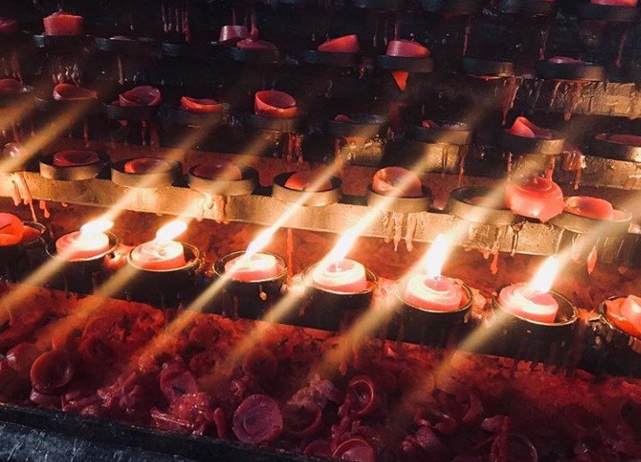 Lighted candles