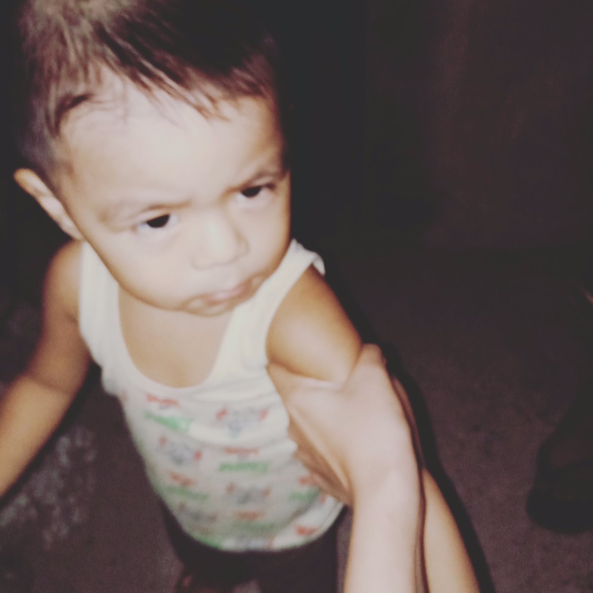 Mad little guy, that grumpy face, cuteeee