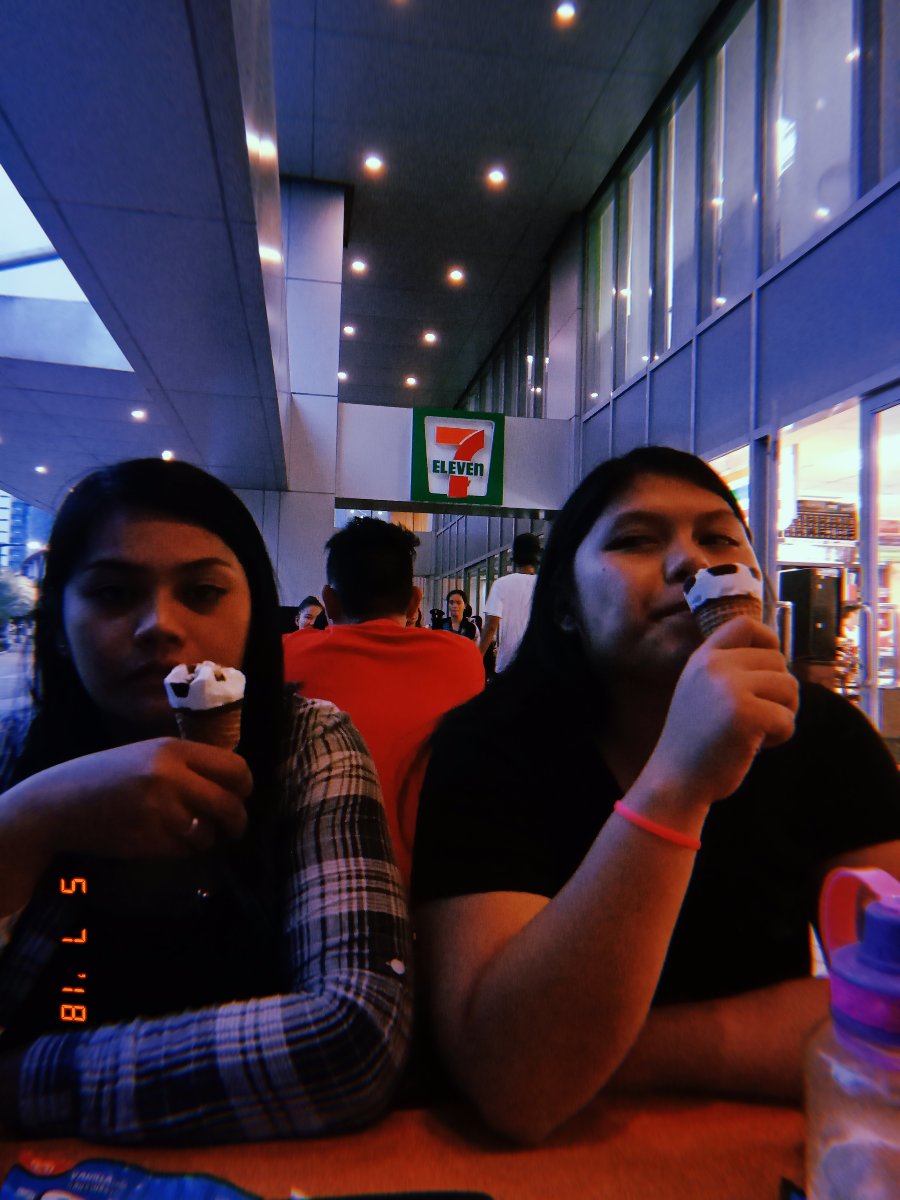 Pretty girlfriends, eating icecream