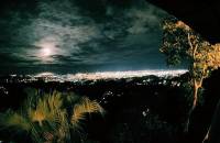 the view of I. T Park Cebu, at night, tall buildings