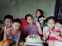 The birthday girl with her cousins