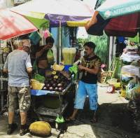 Fruit vendor,  fruity avocado shake, street scenes 
