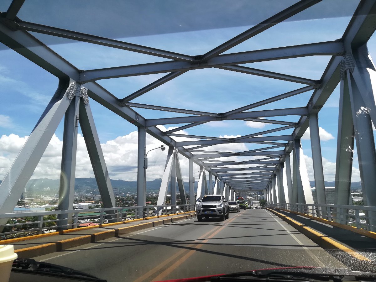 Bridge, road, lanes, cars, sky, sunny, day, no, traffic