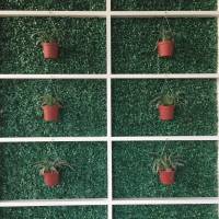 Artsy wall, green, planters