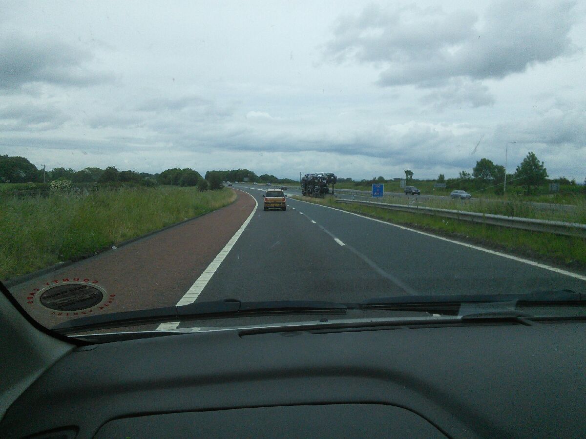 M6 heading north to Scotland, leaving England