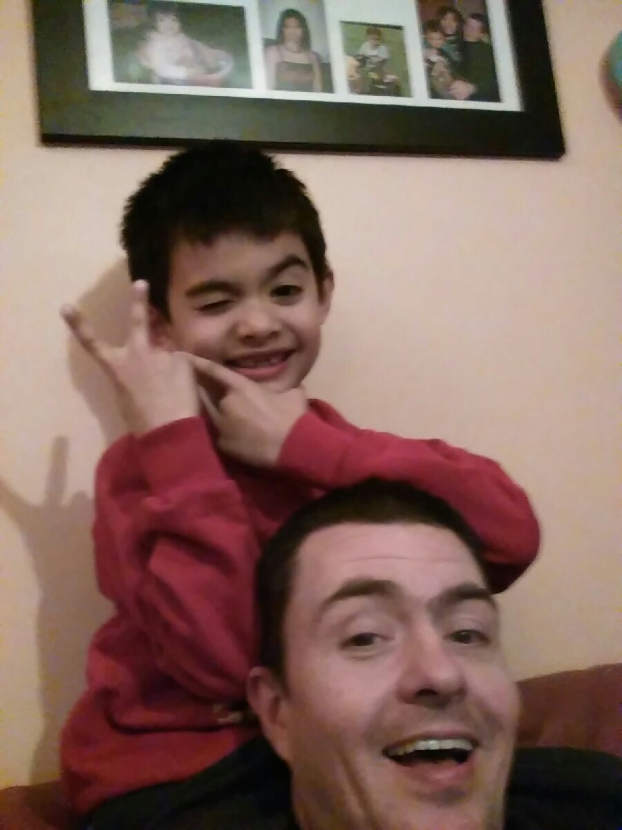 even at 8 he still loves climbing up to my shoulders