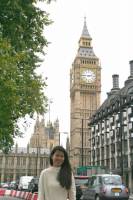 Sister in law Grace in front of Big Ben, big ben London, england, UK