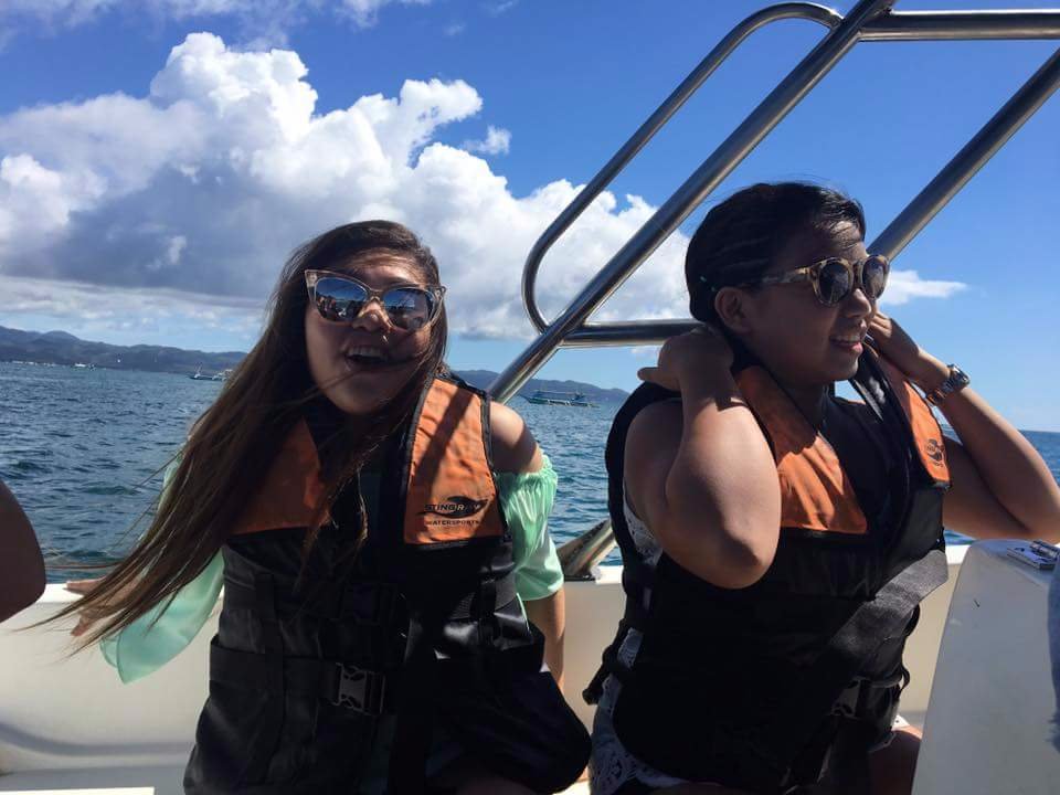 Riding speed boat with my friend