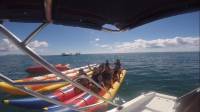 Riding speed boat with my friend