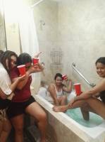 Bath tub party, red cups