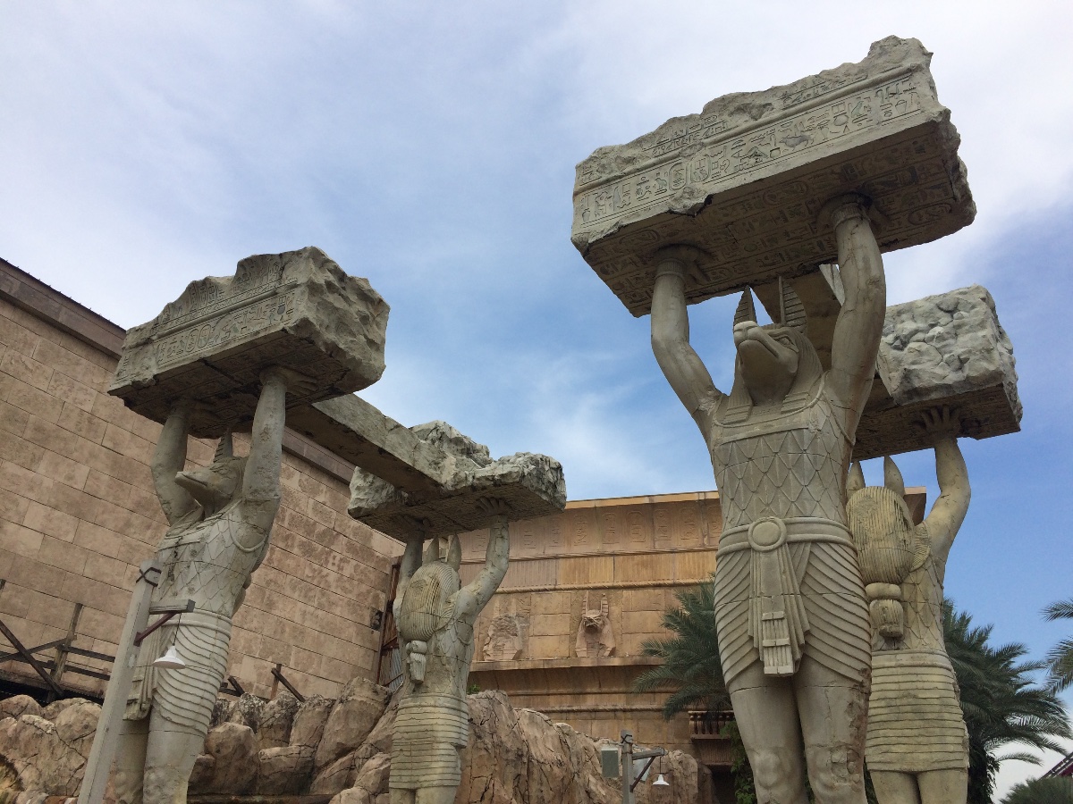 ancient egypt, giant statue, anubis, universal studios singapore, sentosa island, amusement, attractions, travel, singapore, love, beautiful country