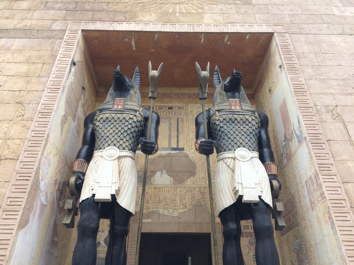 ancient egypt, giant statue, anubis, universal studios singapore, sentosa island, amusement, attractions, travel, singapore, love, beautiful country
