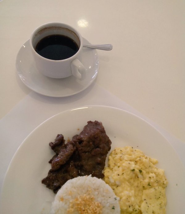 cofee, egg, pork, breakfast