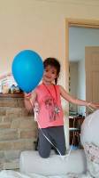 my baby girl with her blue balloon