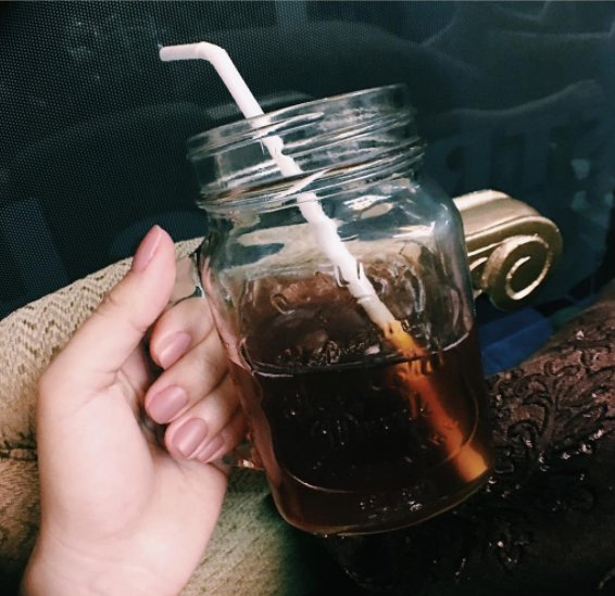 Enjoying my pamper time plus a good glass of iced tea
