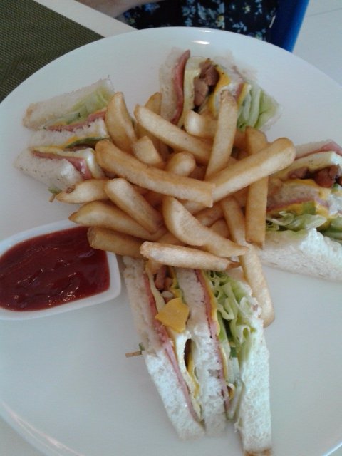 Fries, sandwich