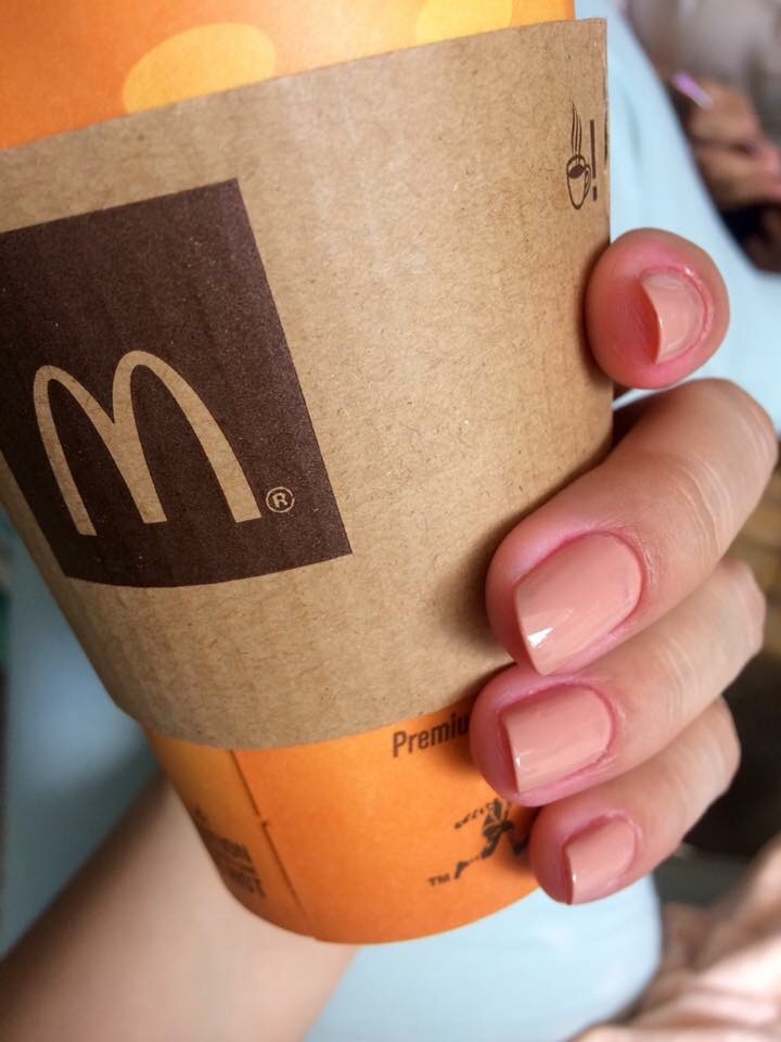Polished nails favorite color nice mcdo coffee