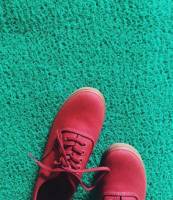 Red shoes is for Vans