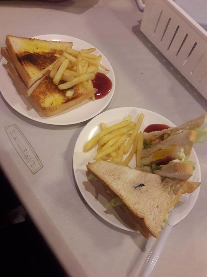 Fries, sandwich
