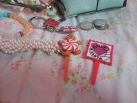 London keychain, bracelet, wallet, coins, flower crown, lovemail stick