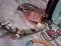 London keychain, bracelet, wallet, coins, flower crown, lovemail stick
