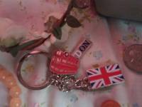 London keychain, bracelet, wallet, coins, flower crown, lovemail stick