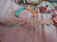 London keychain, bracelet, wallet, coins, flower crown, lovemail stick