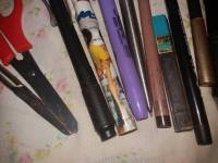 Pencils, ballpen, ruler, scissors , petroleum jelly, nivea, avengers