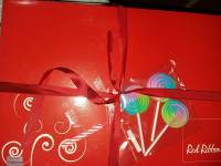 Red ribbon cake