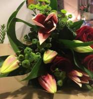 Roses and pink lillies Lovely bouquet of flowers