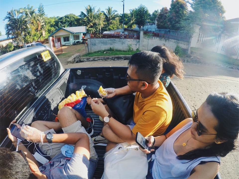 Selfie on a road trip, friends