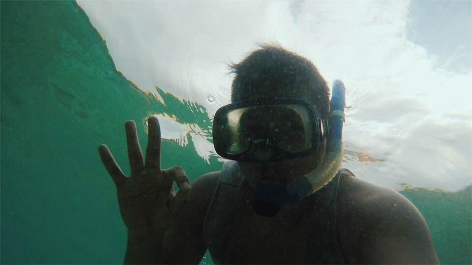 Selfie while snorkeling, underwater, ocean