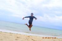 jump, shot, beach