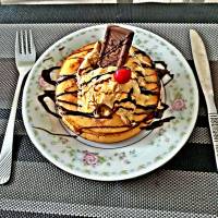#food, #pancake, #alamode, #chocolate, #drizzle #photography