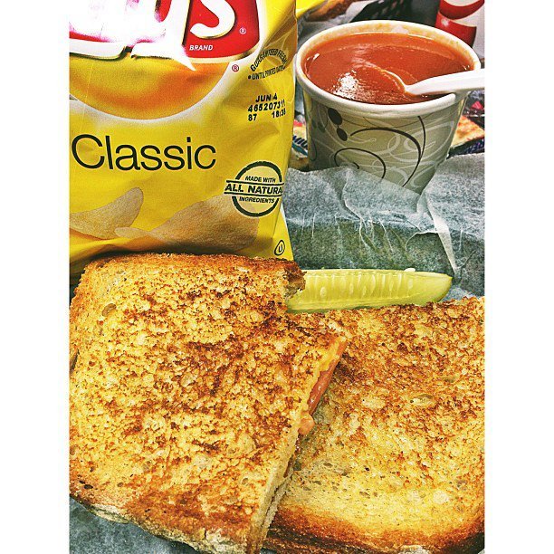  bacon cheese tomato with garlic spread and tomato soup